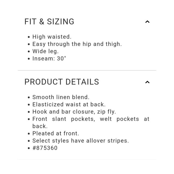 New Gap Linen Blend Pleated Easy Trouser Wide Leg Pants 12 Petite Black 32"x27" - Picture 3 of 7